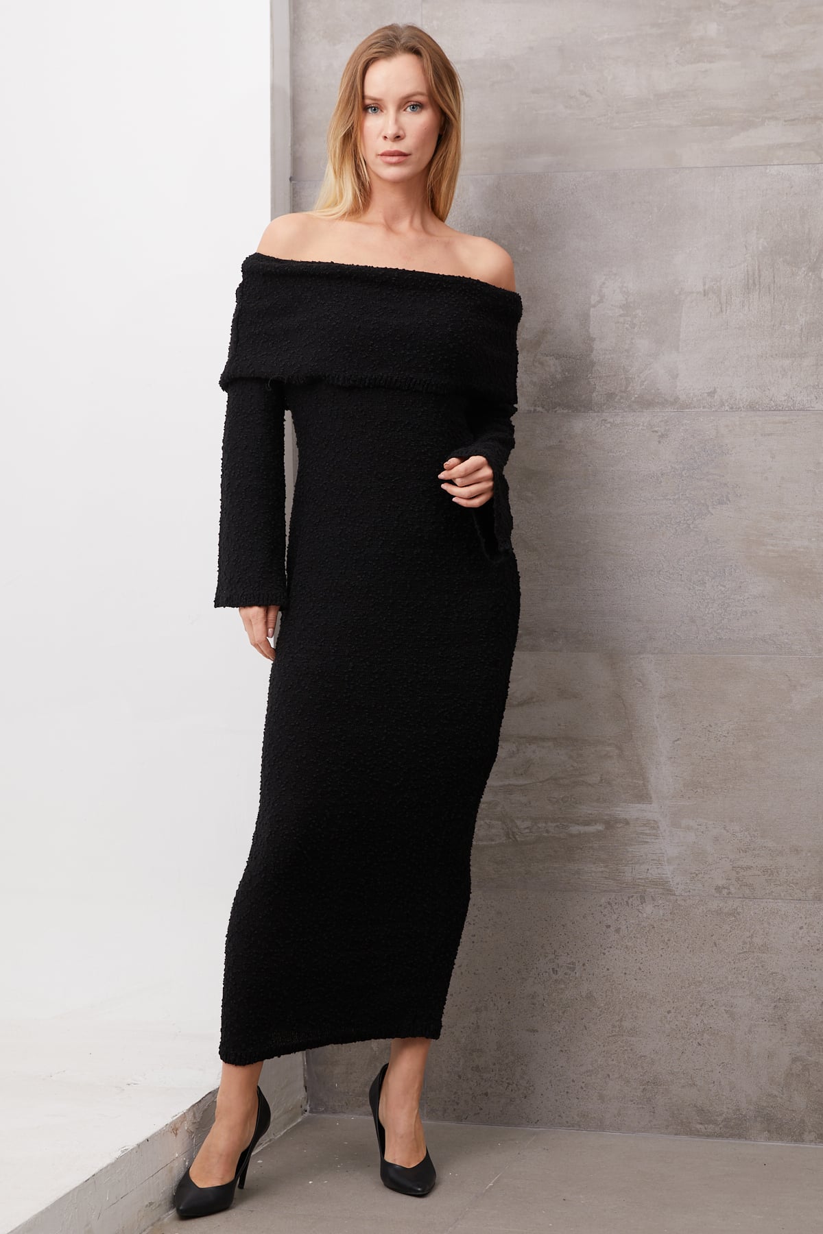 Madonna Yaka Elbise Siyah