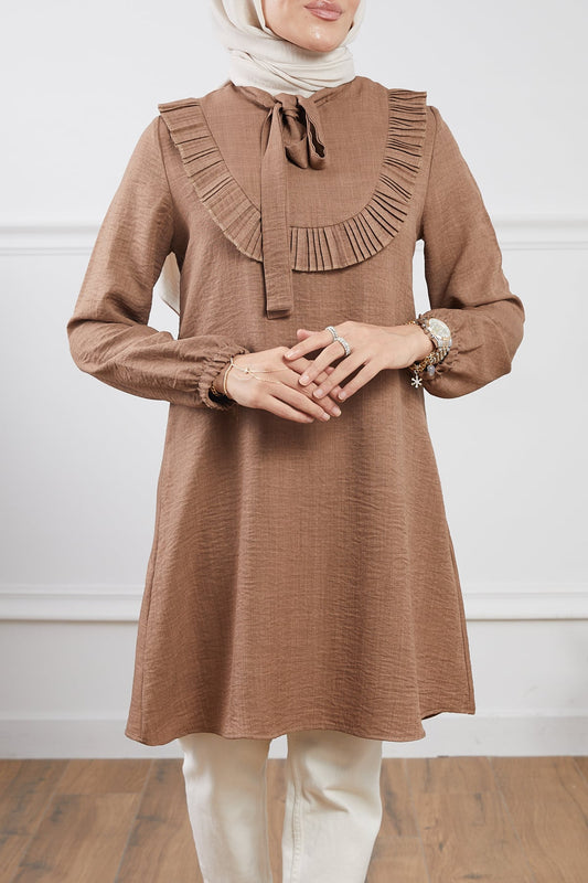 Fırfır Detaylı Tunik Kahve