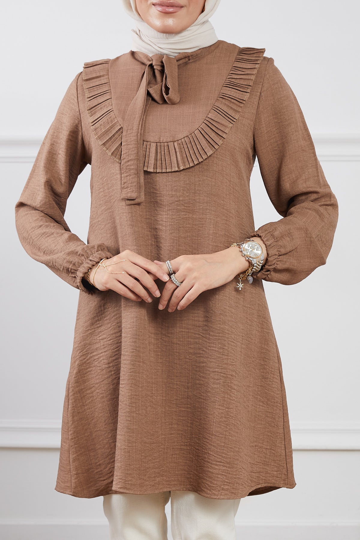 Fırfır Detaylı Tunik Kahve