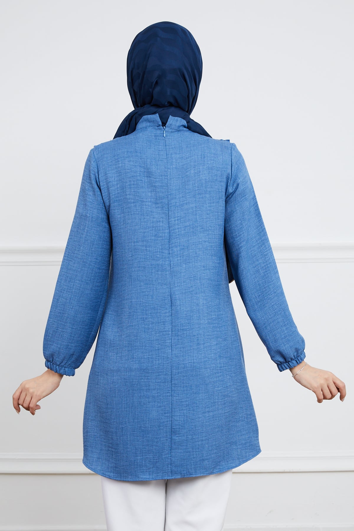 Fırfır Detaylı Tunik Mavi