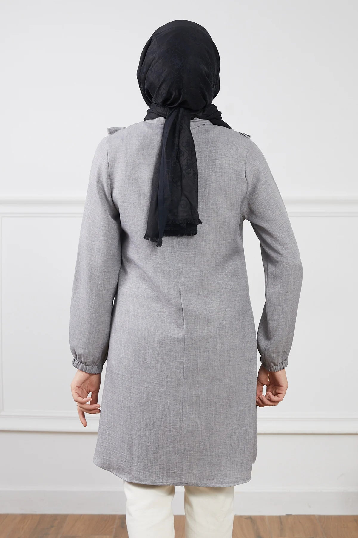 Fırfır Detaylı Tunik Gri