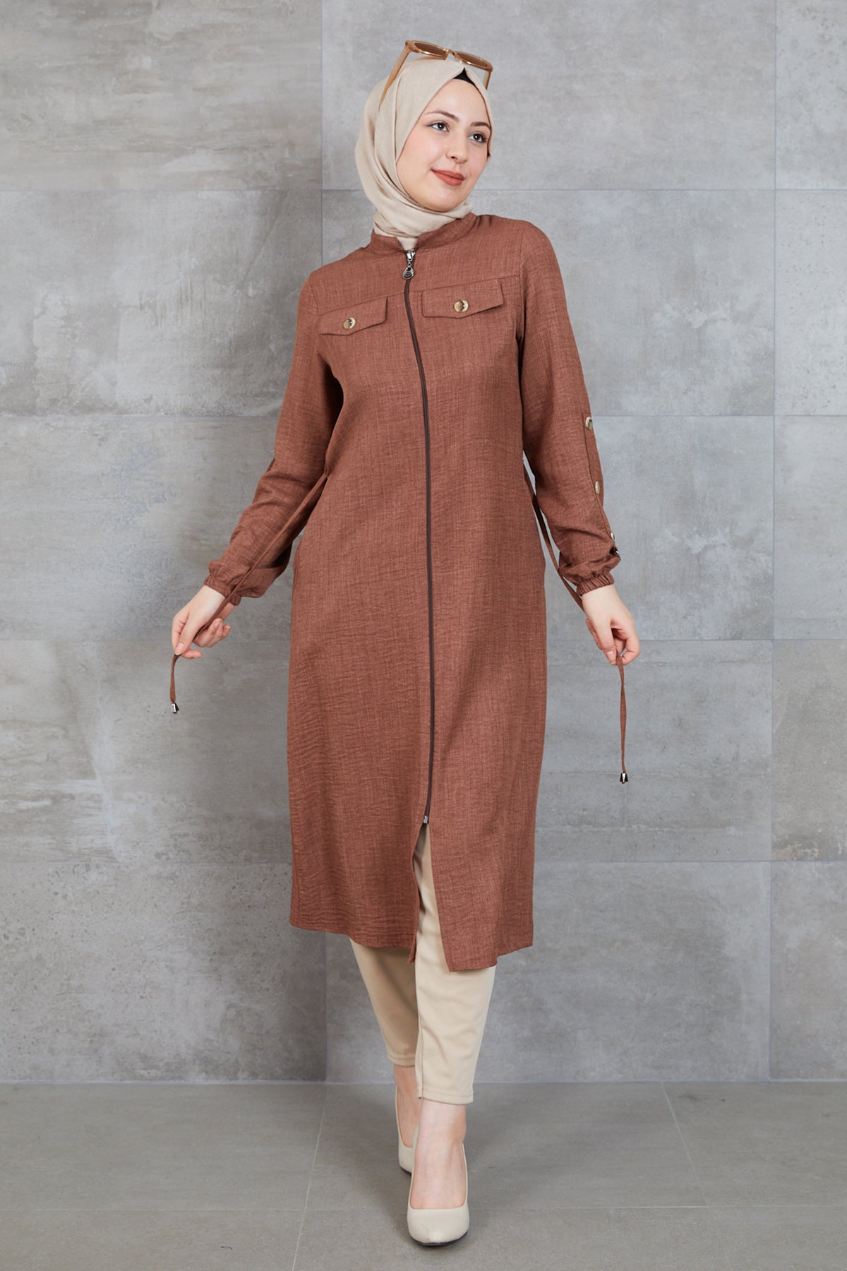 Fermuarlı Tunik Kahve