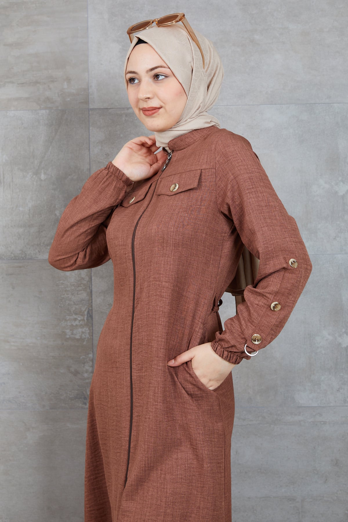 Fermuarlı Tunik Kahve