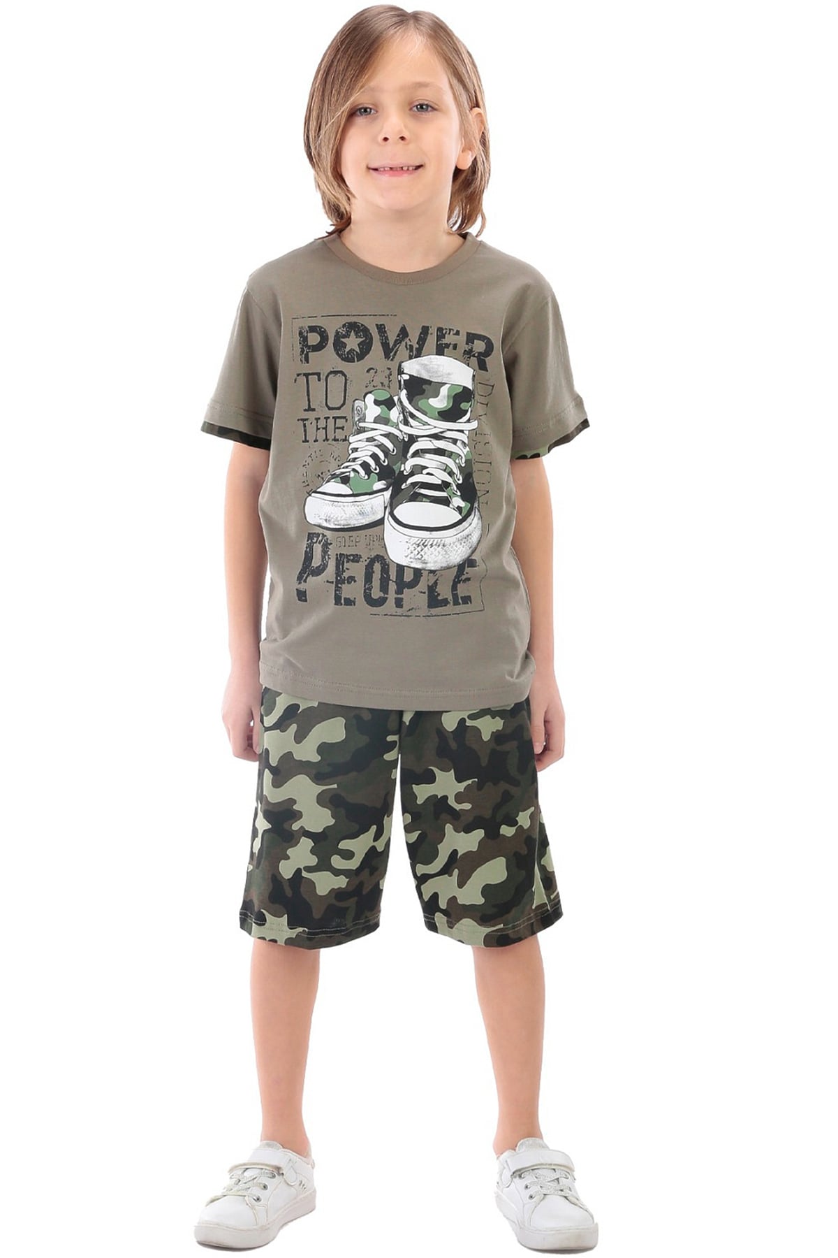 Erkek Çocuk Şortlu İkili Takım Haki