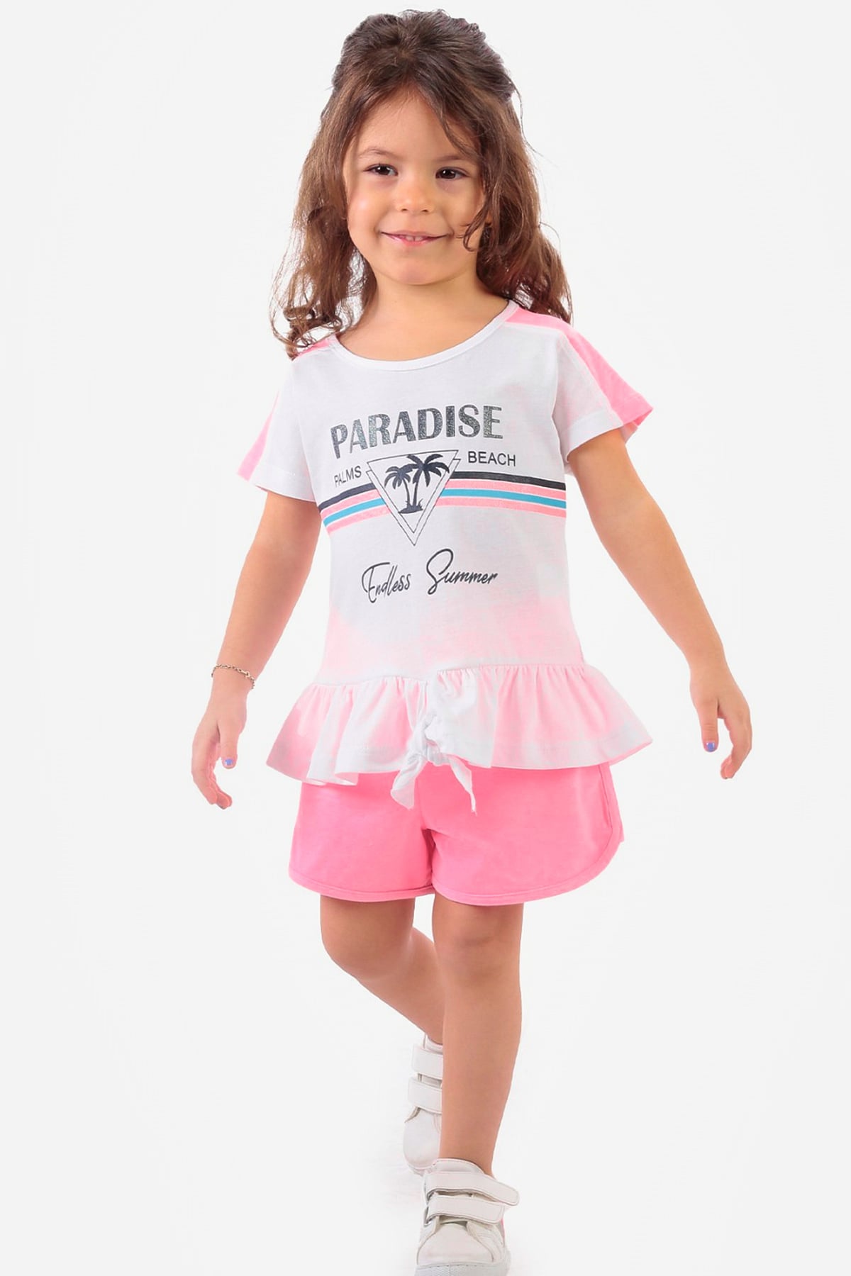 Kız Çocuk Şortlu Takım Pembe