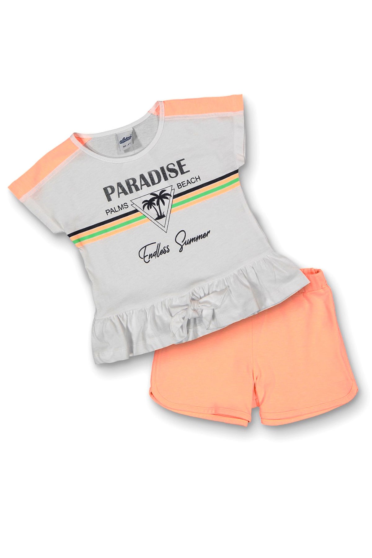 Kız Çocuk Şortlu Takım Somon
