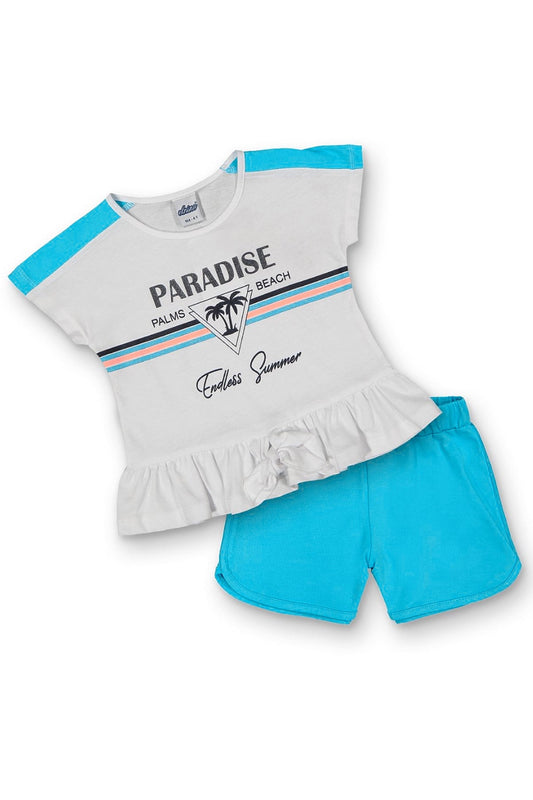 Kız Çocuk Şortlu Takım Mavi