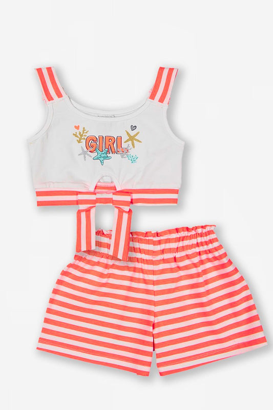 Kız Çocuk Çizgili Takım Turuncu