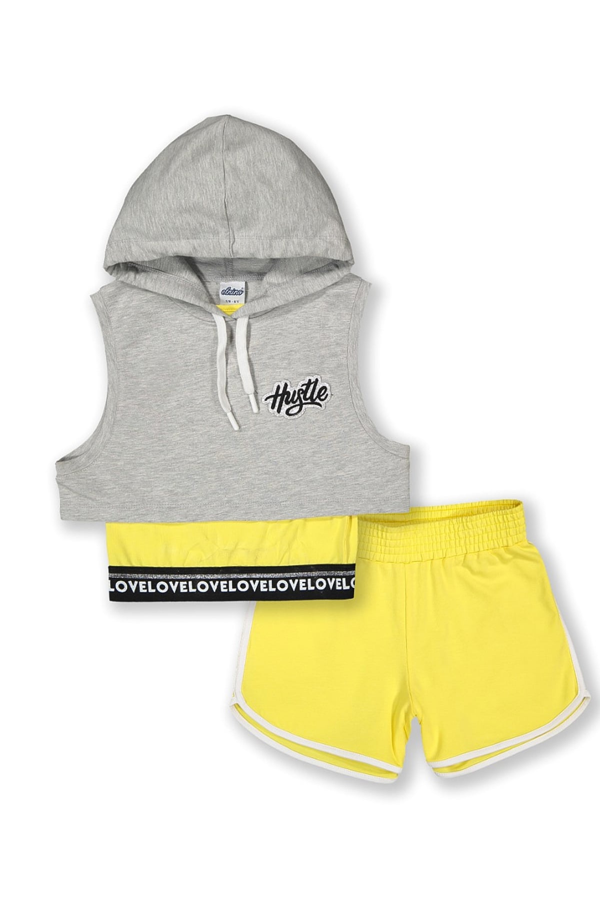 Kız Çocuk Kapüşonlu Takım Sarı