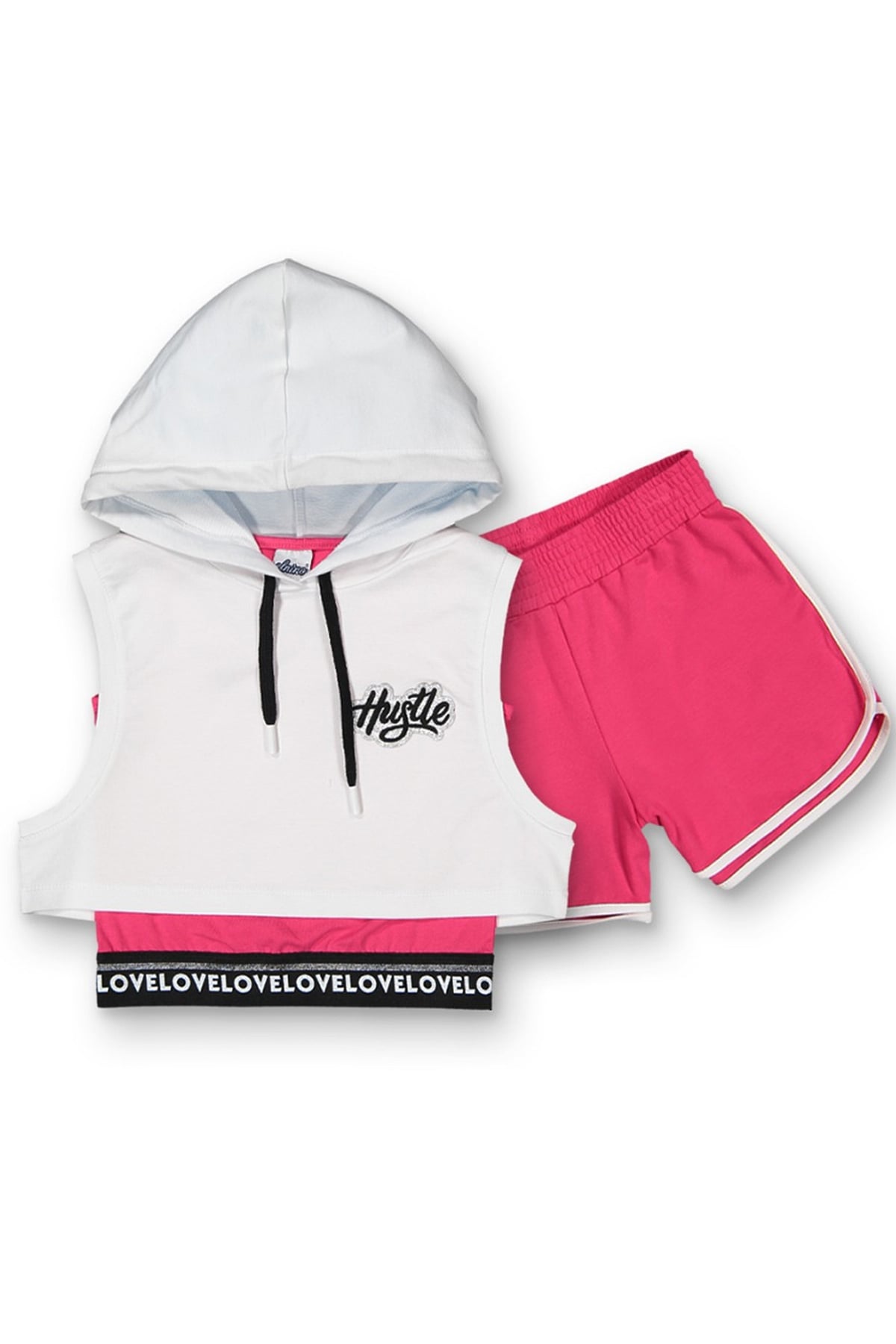 Kız Çocuk Kapüşonlu Takım Fuşya