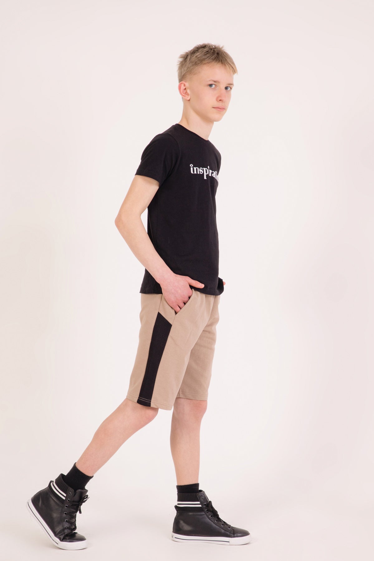 Erkek Çocuk Garnili Şort Açık Kahve