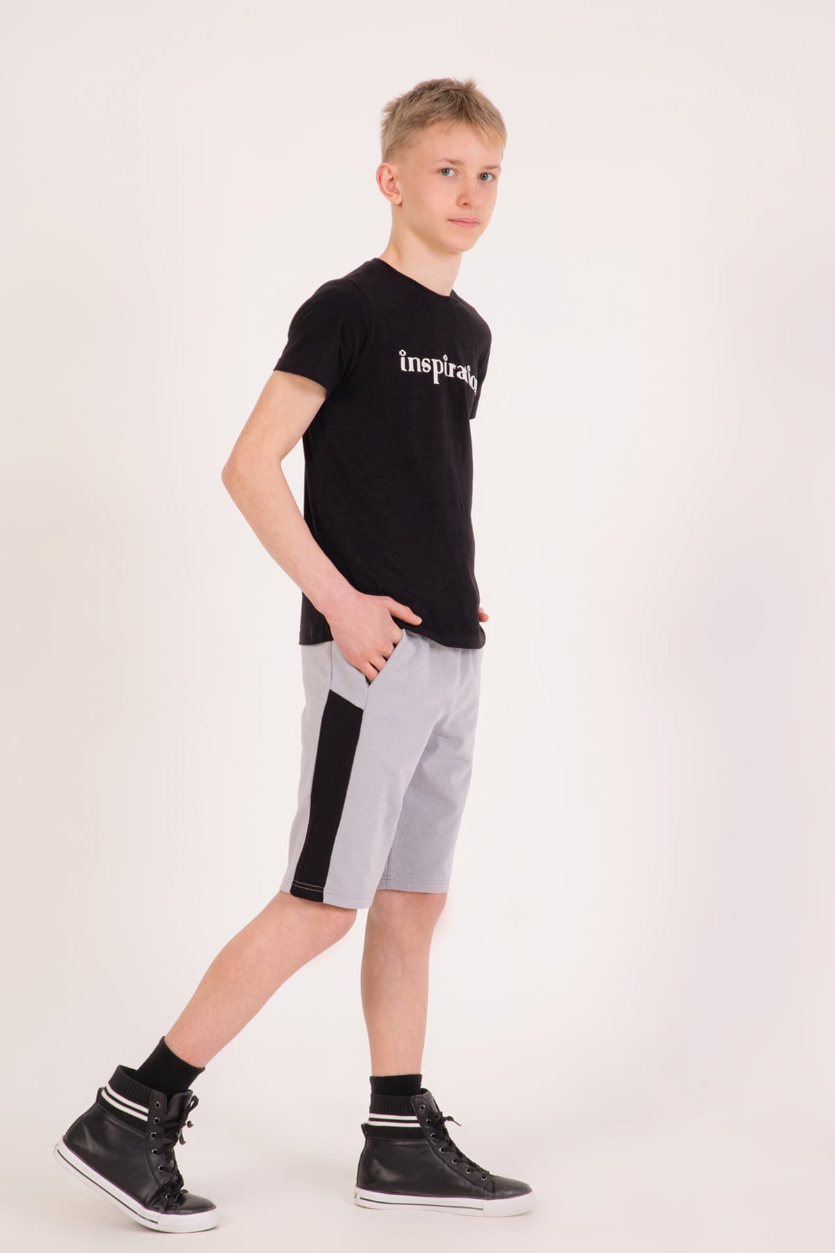 Erkek Çocuk Garnili Şort Gri