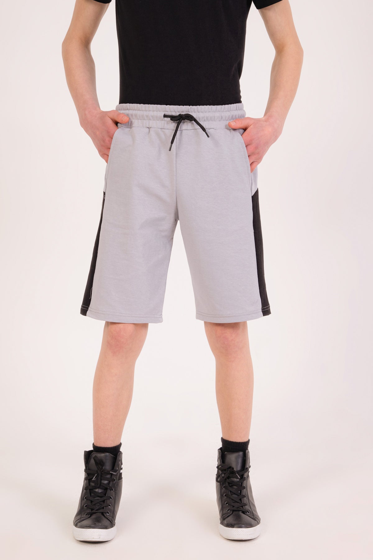 Erkek Çocuk Garnili Şort Gri