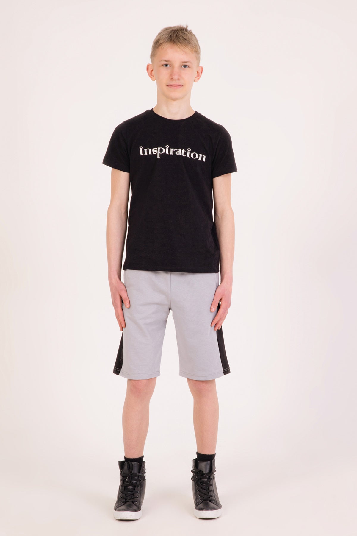 Erkek Çocuk Garnili Şort Gri