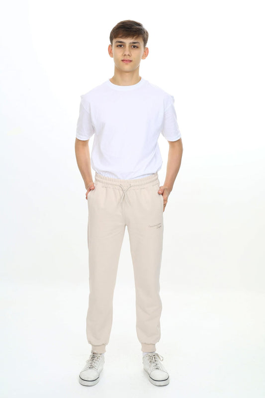 Erkek Çocuk Nakışlı Eşofman Altı Bej