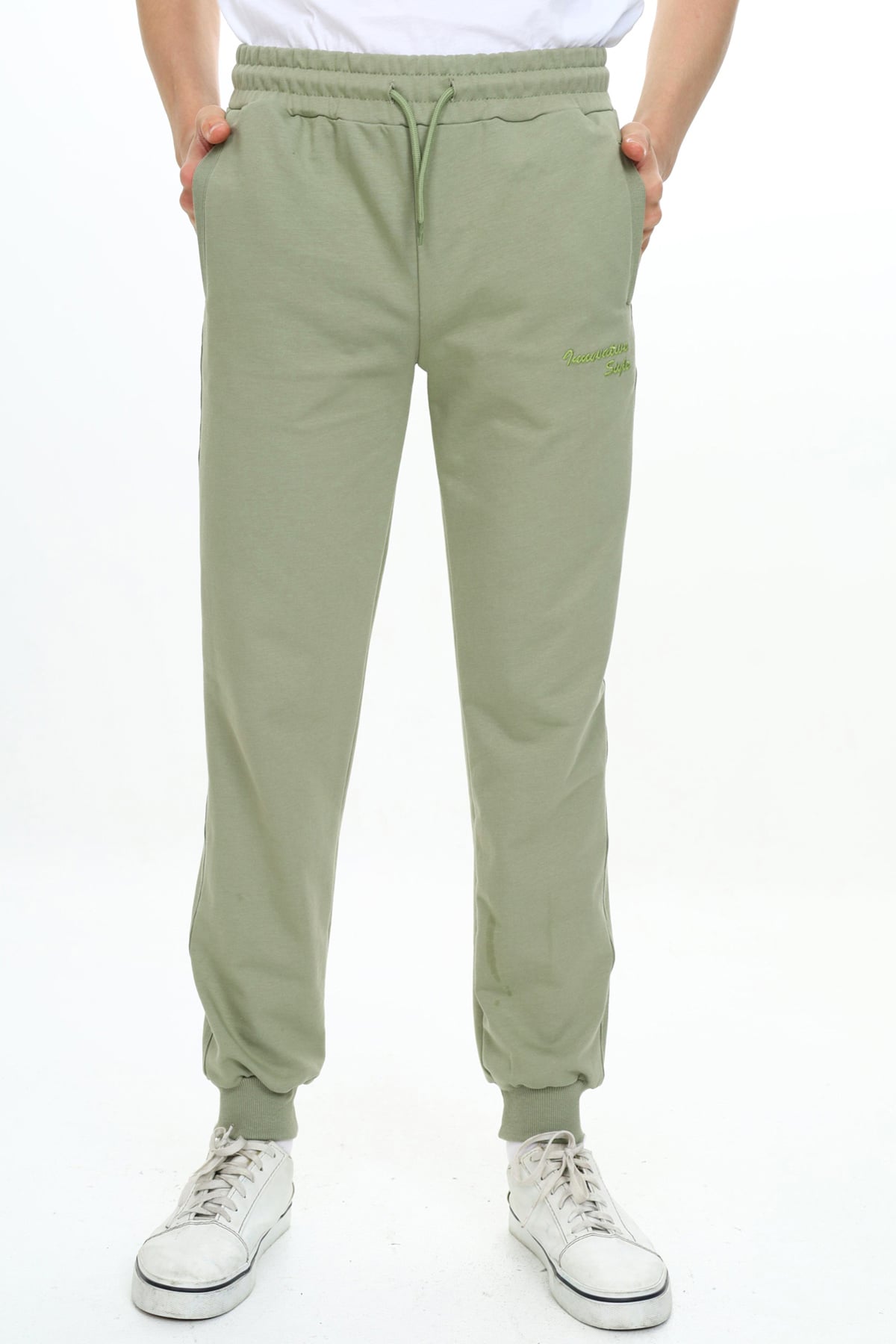 Erkek Çocuk Nakışlı Eşofman Altı Yeşil