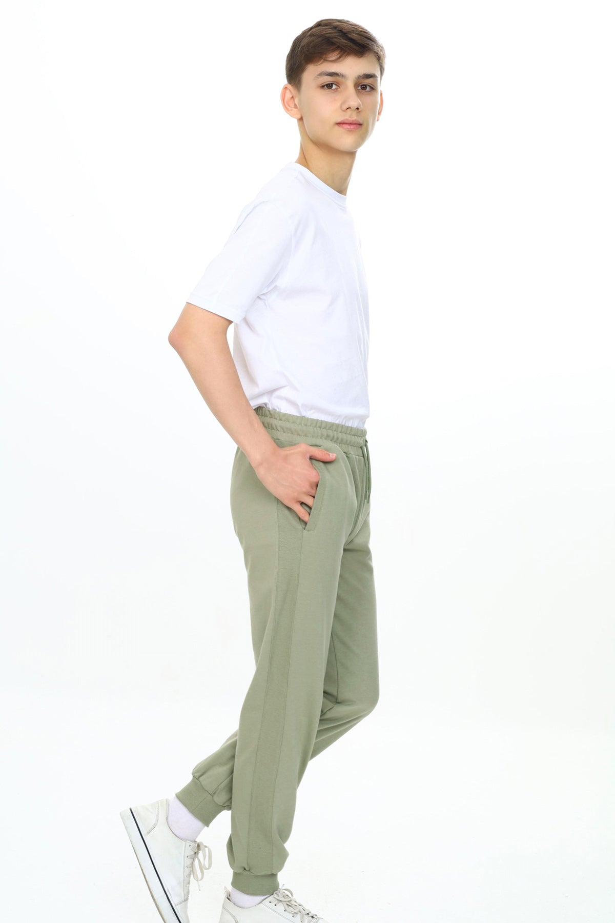 Erkek Çocuk Nakışlı Eşofman Altı Yeşil