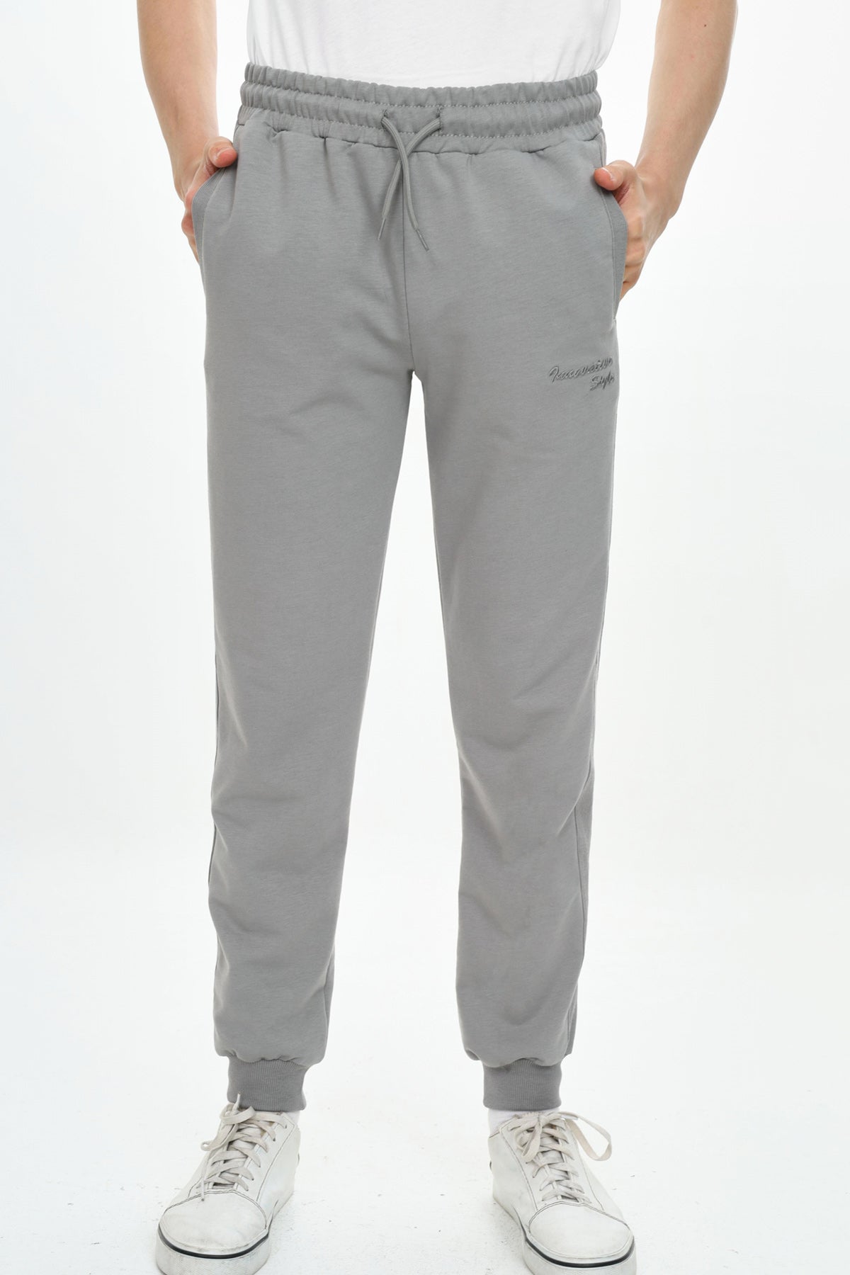 Erkek Çocuk Nakışlı Eşofman Altı Gri