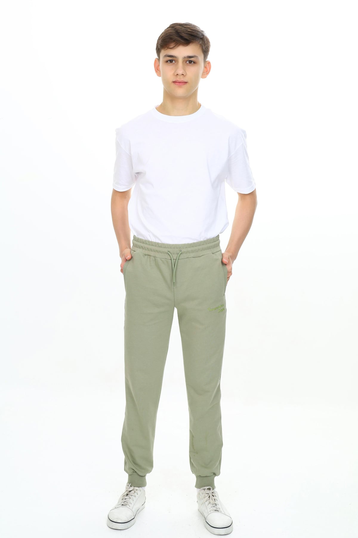 Erkek Çocuk Nakışlı Eşofman Altı Yeşil