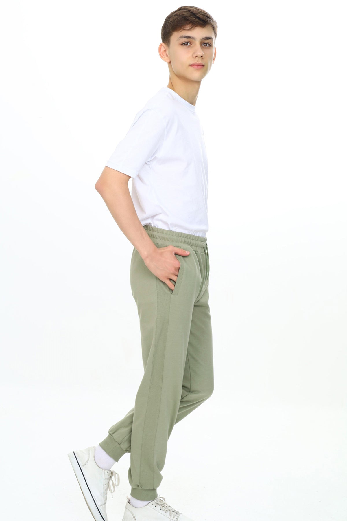 Erkek Çocuk Nakışlı Eşofman Altı Yeşil