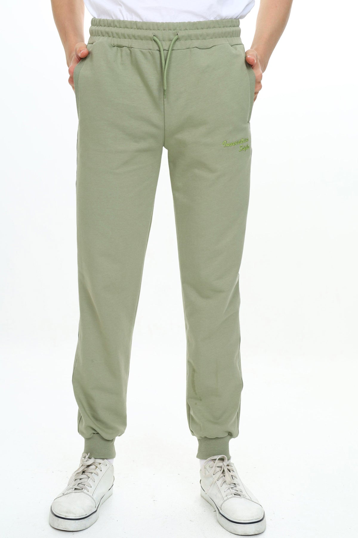 Erkek Çocuk Nakışlı Eşofman Altı Yeşil