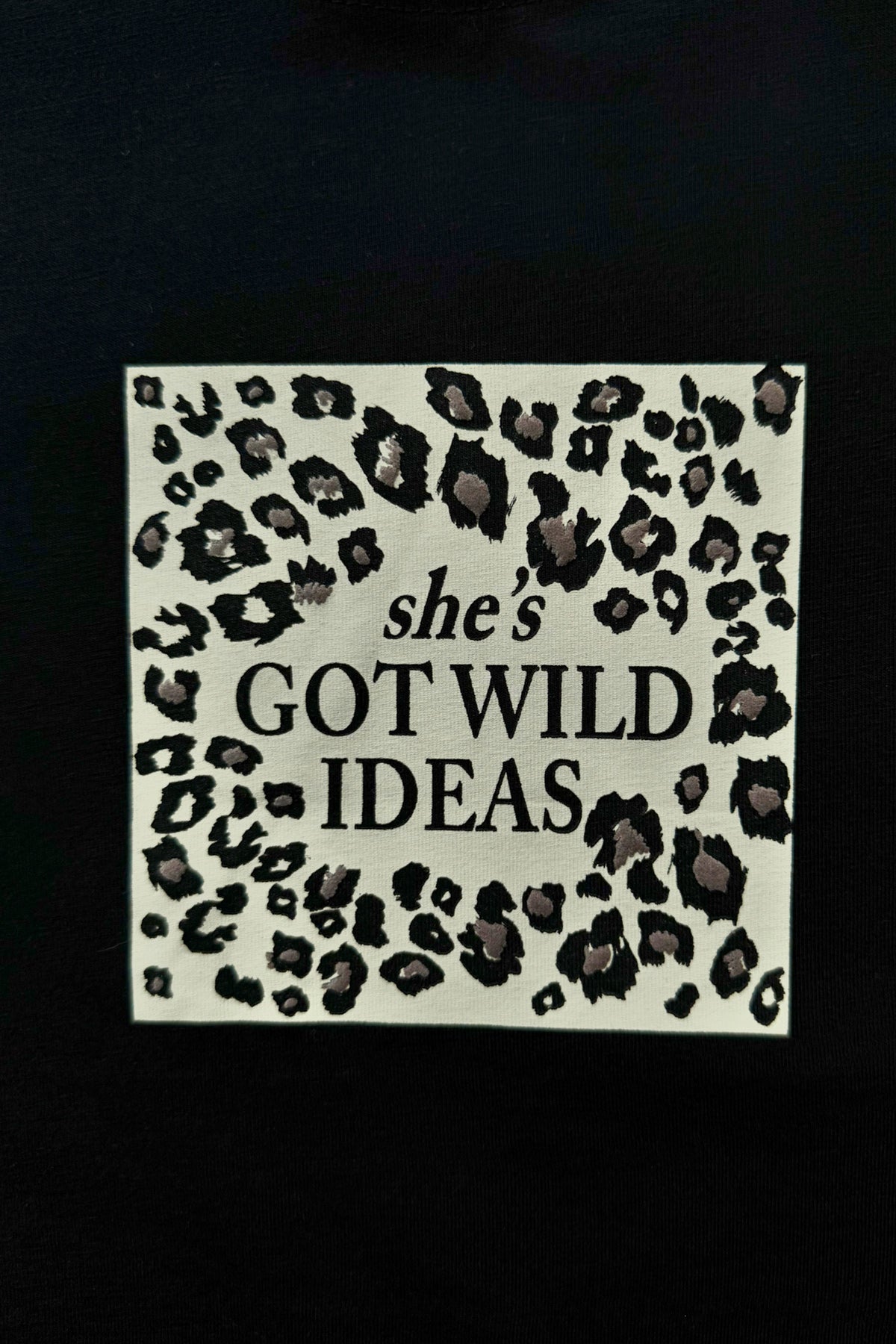 Kız Çocuk Leopar Baskılı T-shirt Siyah