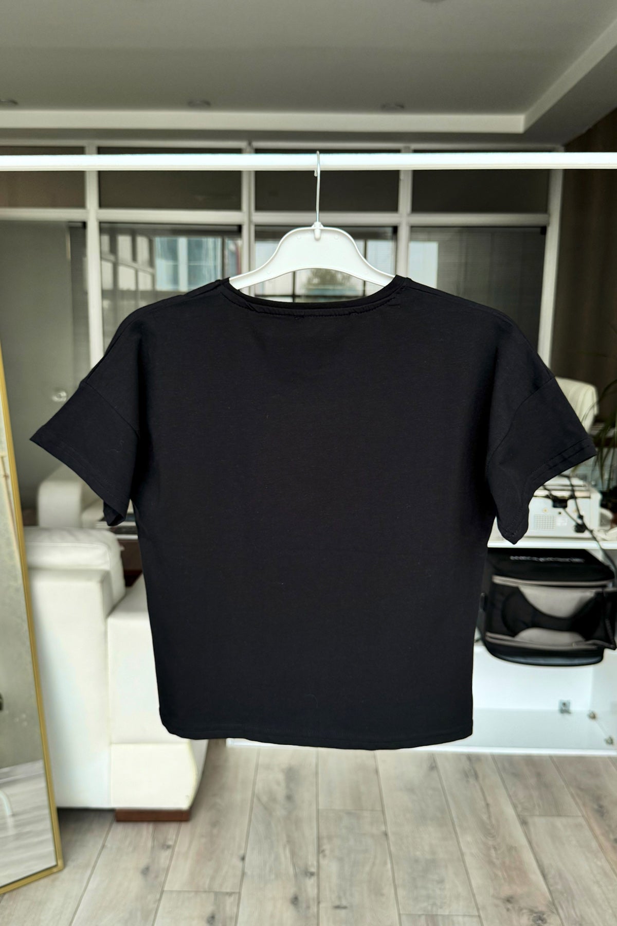 Kız Çocuk Leopar Baskılı T-shirt Siyah