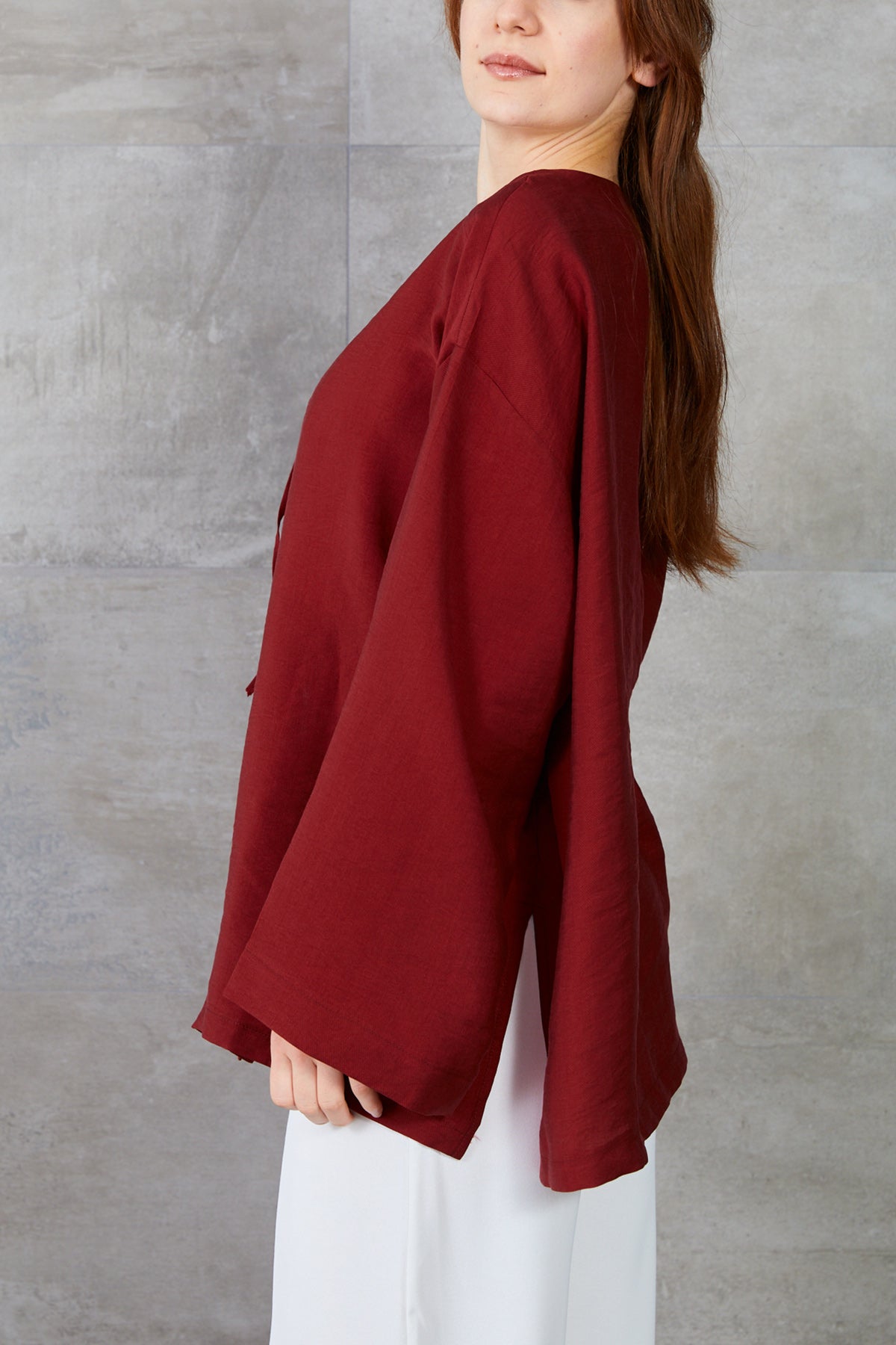 Önü Bağlamalı Kimono Bordo