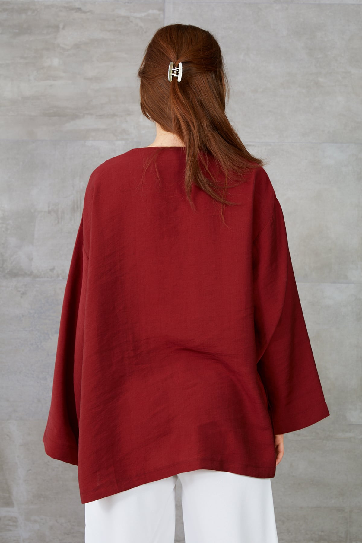 Önü Bağlamalı Kimono Bordo