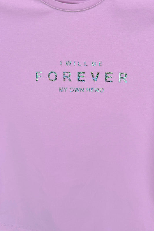 Kız Çocuk Forever Baskılı T-shirt Lila