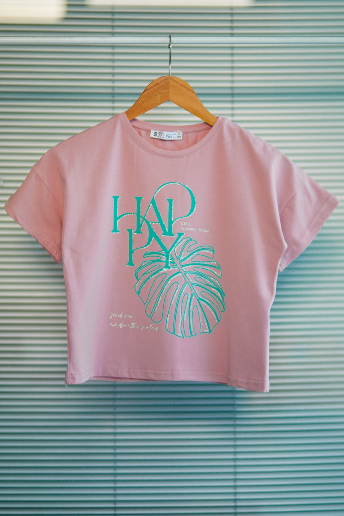 Kız Çocuk Sim Detaylı T-shirt Gül Kurusu