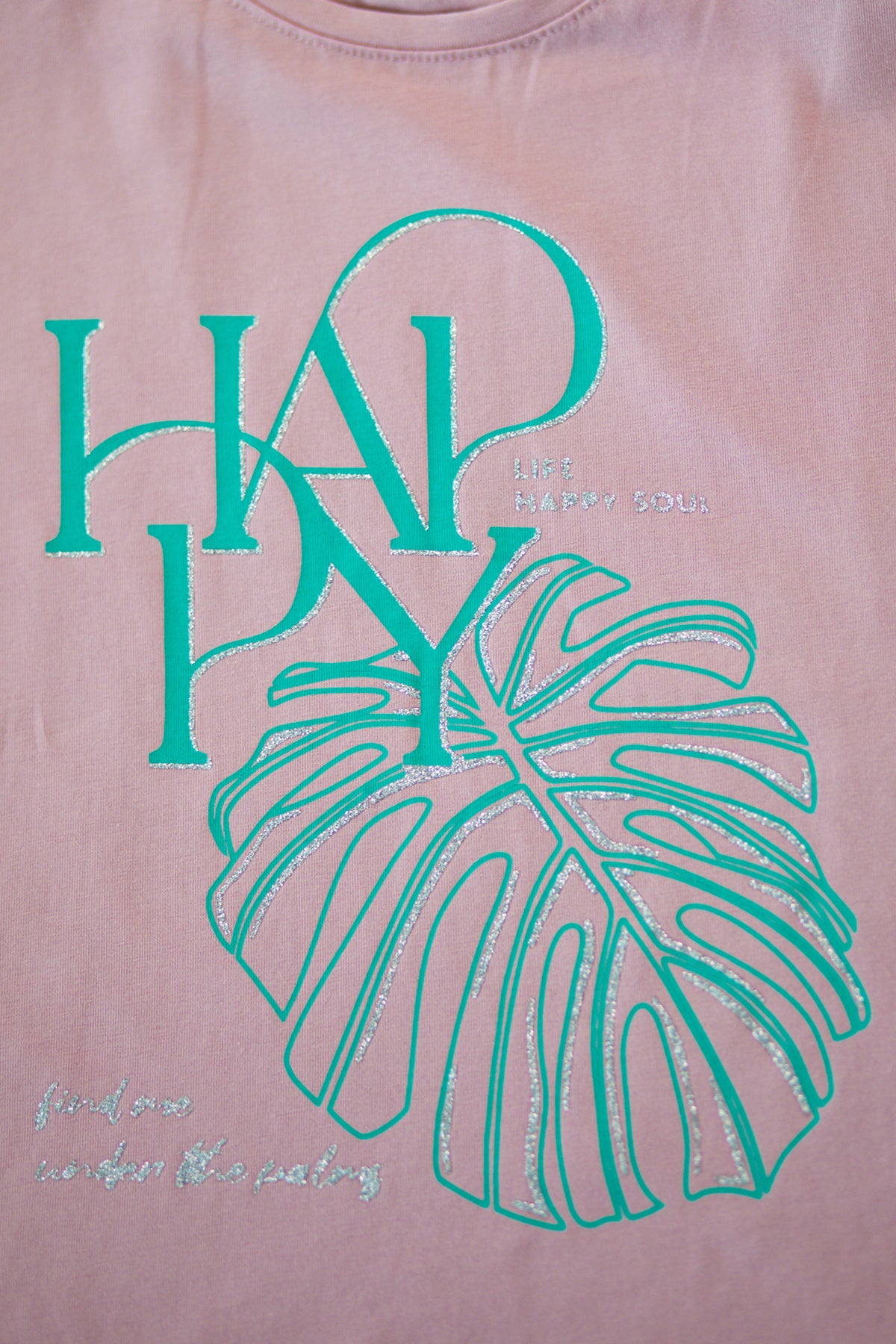 Kız Çocuk Sim Detaylı T-shirt Gül Kurusu