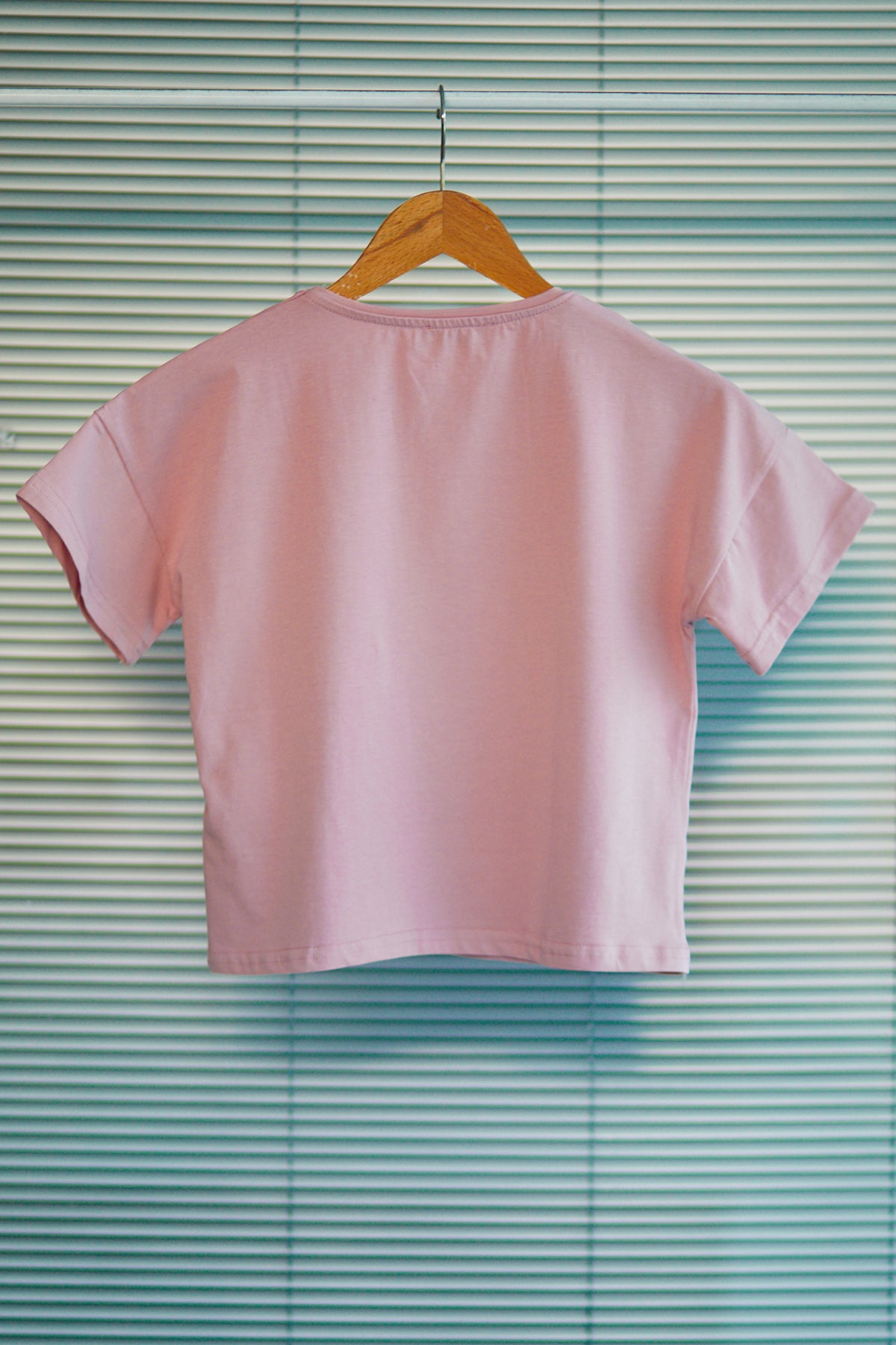 Kız Çocuk Sim Detaylı T-shirt Gül Kurusu