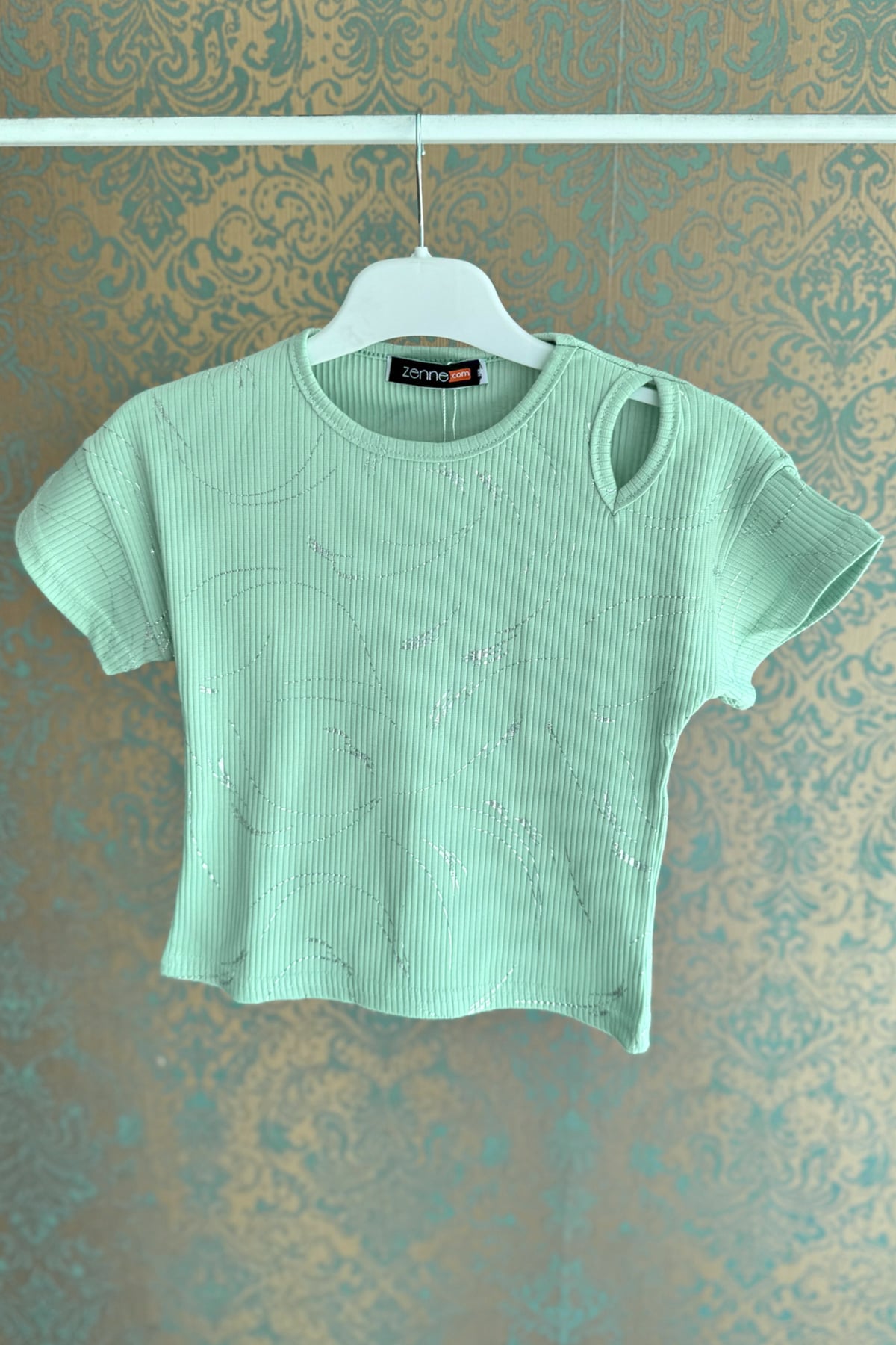 Kız Çocuk Fitilli T-shirt Su Yeşili