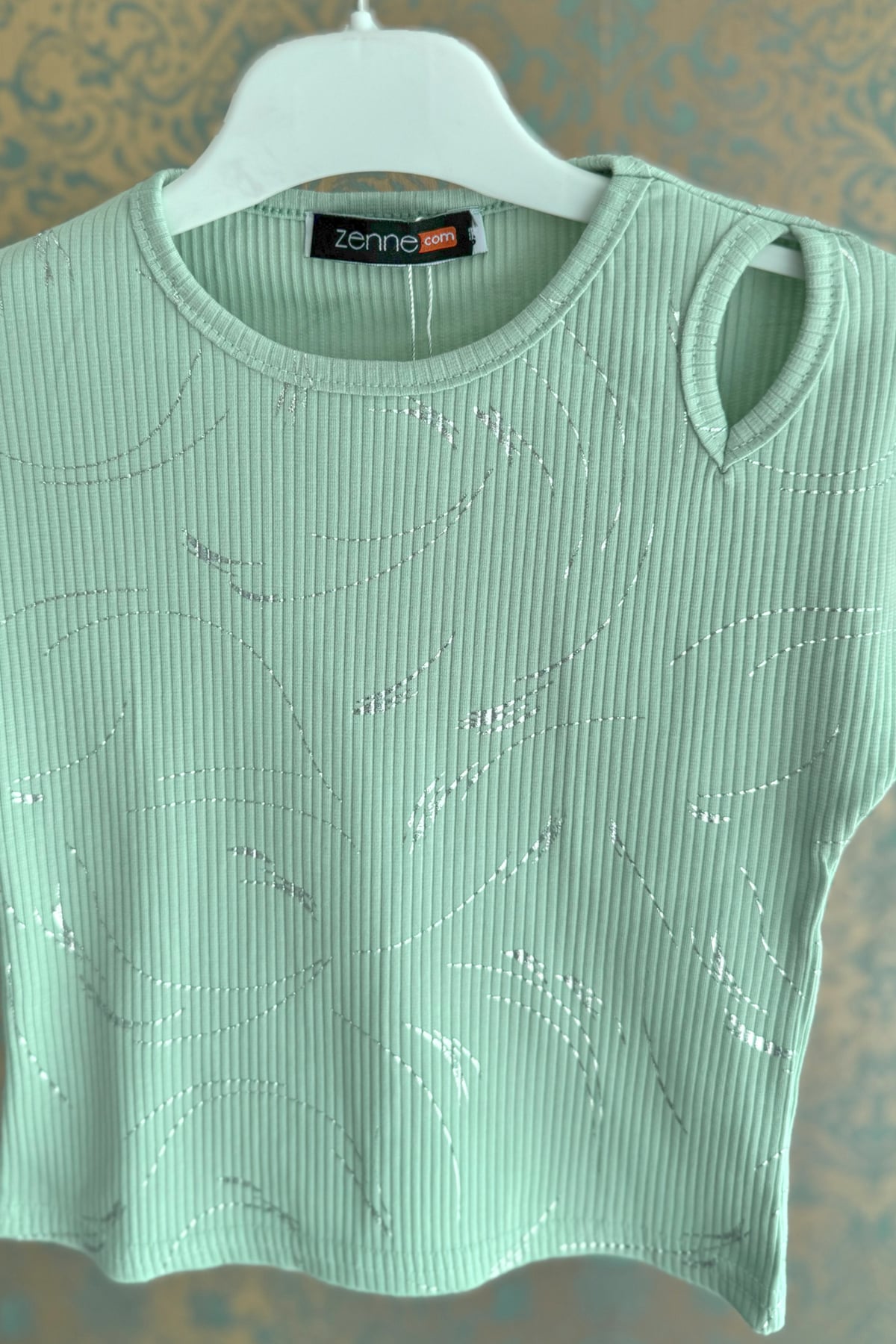 Kız Çocuk Fitilli T-shirt Su Yeşili