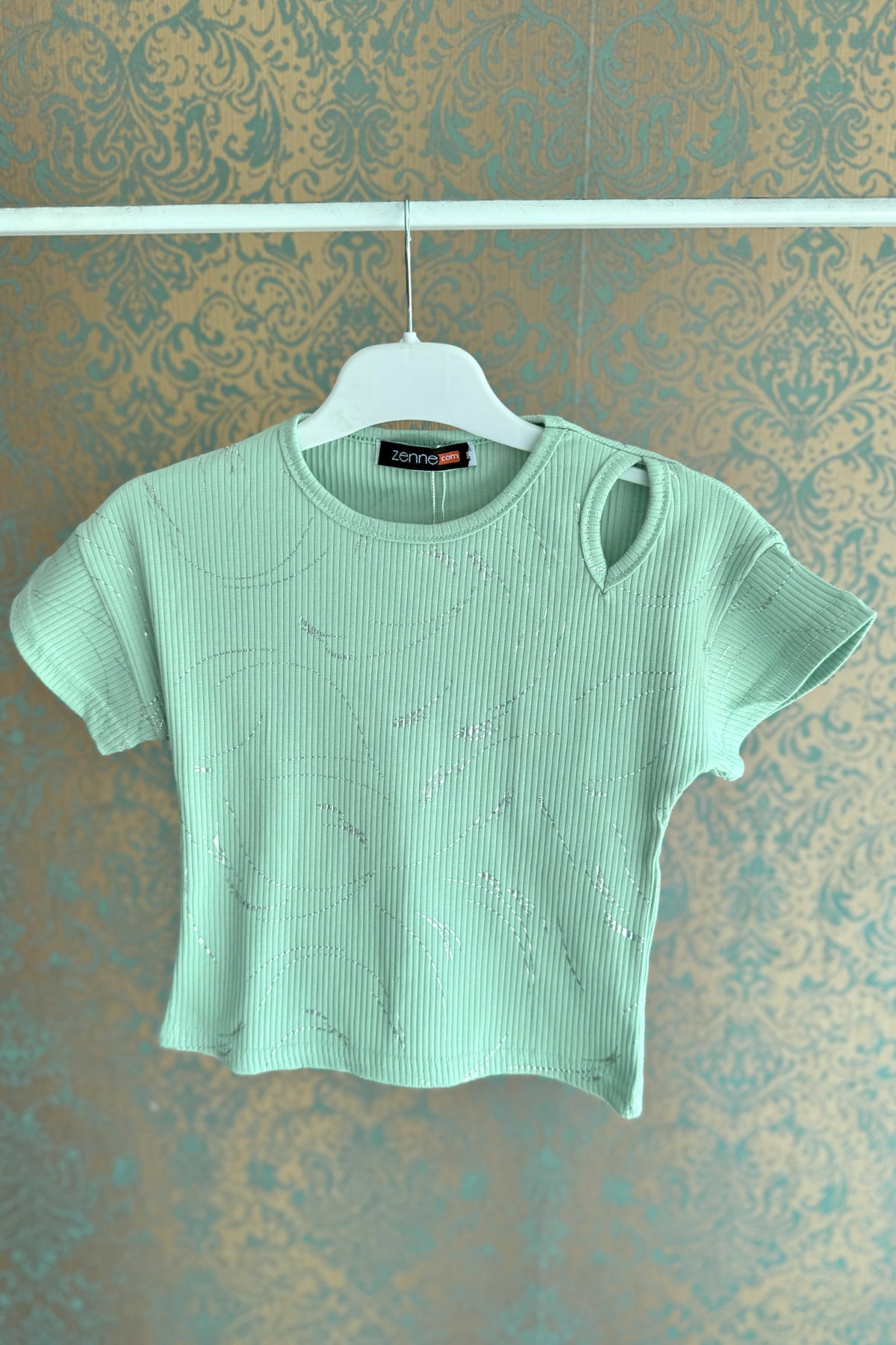 Kız Çocuk Fitilli T-shirt Su Yeşili