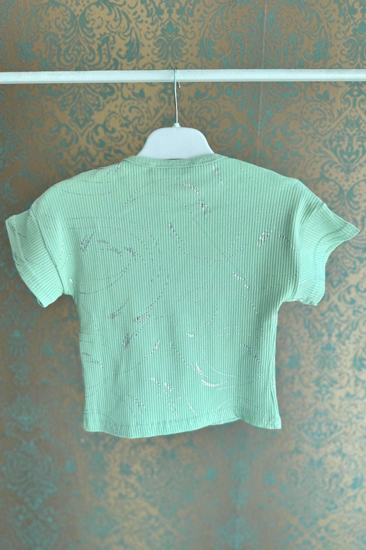 Kız Çocuk Fitilli T-shirt Su Yeşili