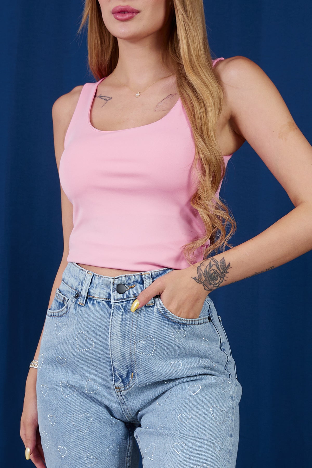 Kalın Askılı Scuba Atlet Pembe