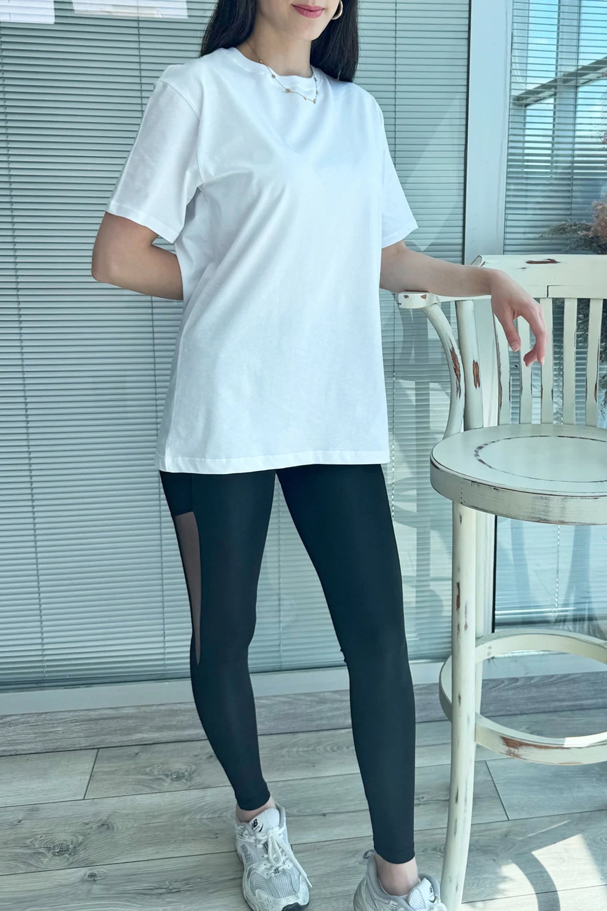 Oversize Bisiklet Yaka Basic T-shirt Beyaz