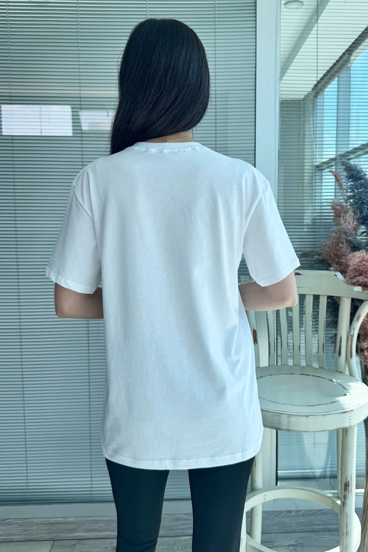 Oversize Bisiklet Yaka Basic T-shirt Beyaz