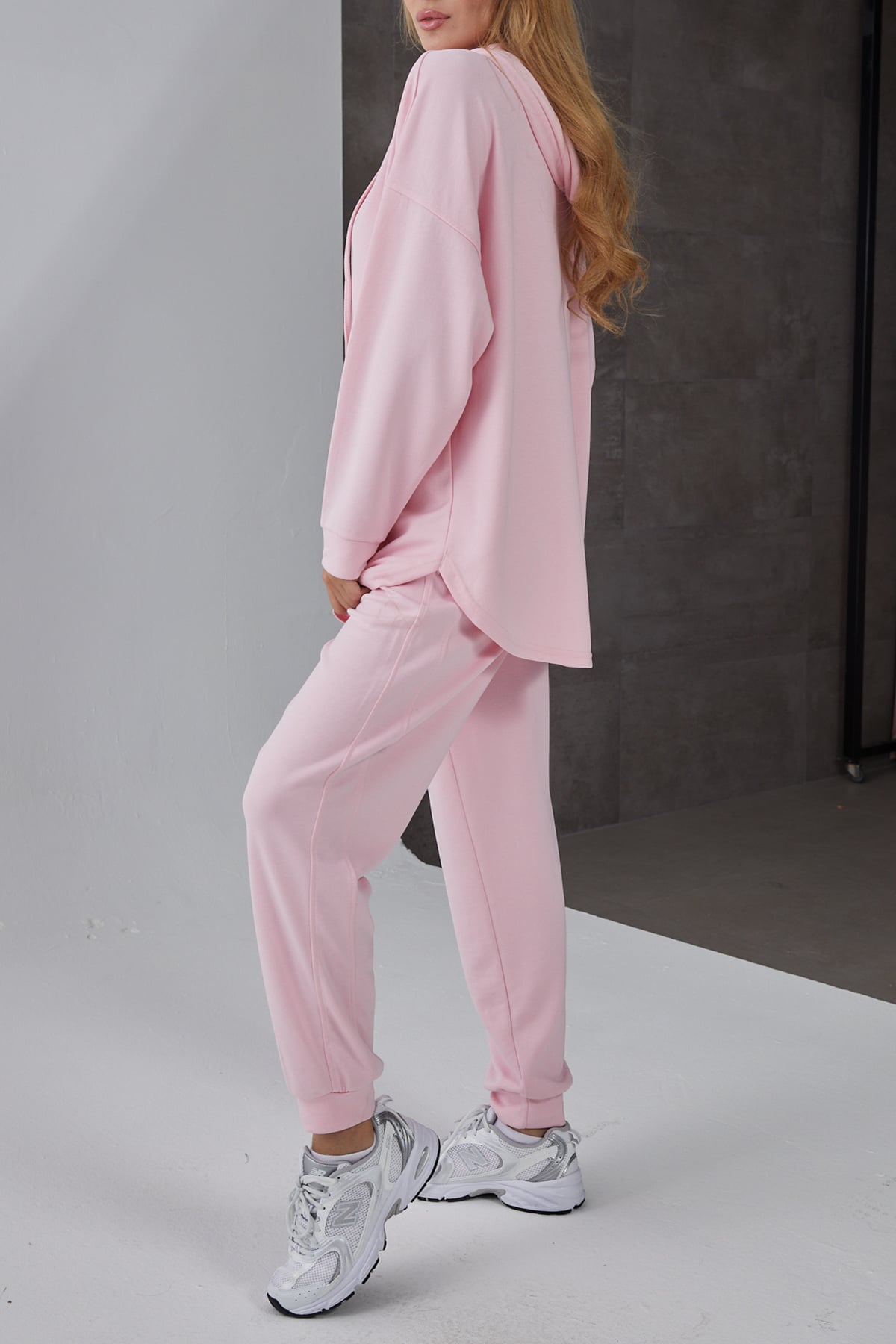 Kapüşonlu Fermuarlı Modal Eşofman Takımı Pembe