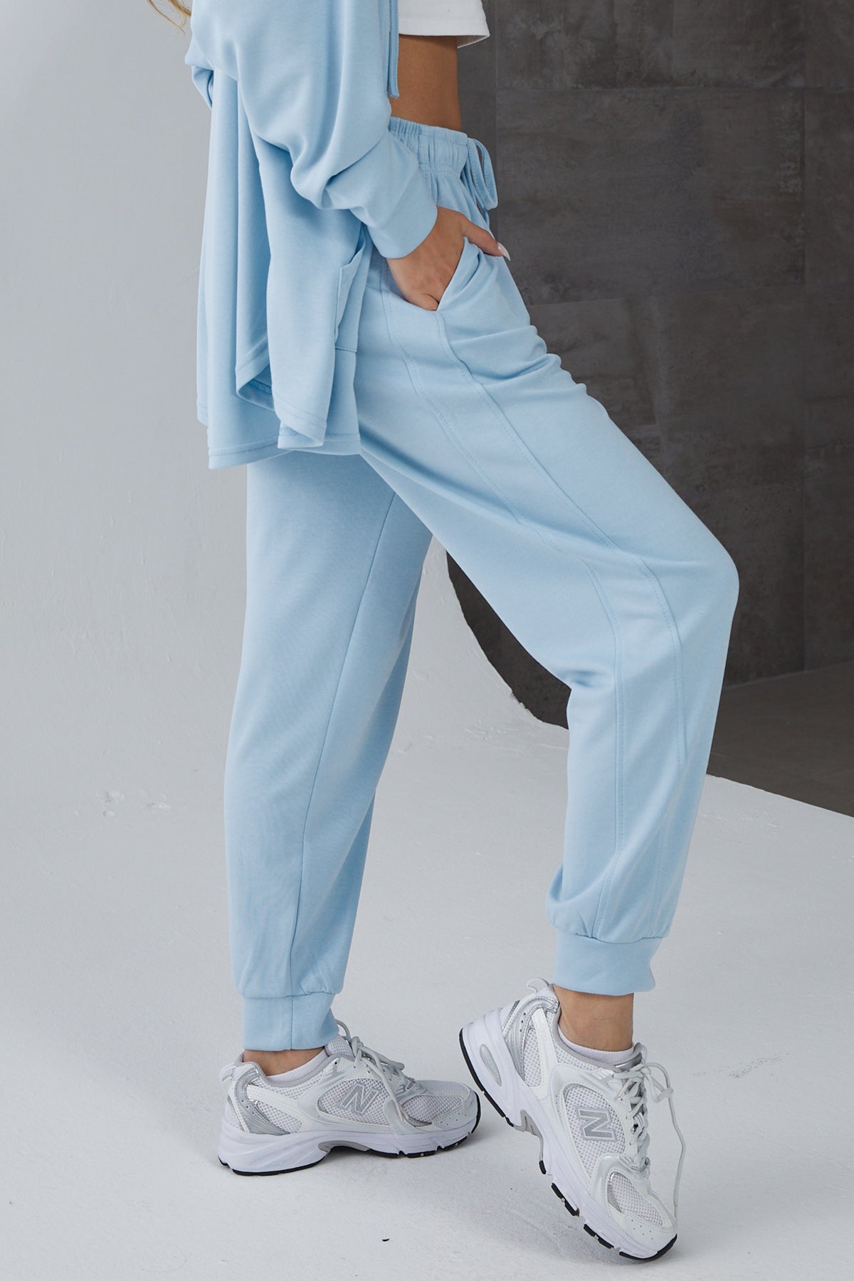 Kapüşonlu Fermuarlı Modal Eşofman Takımı Mavi