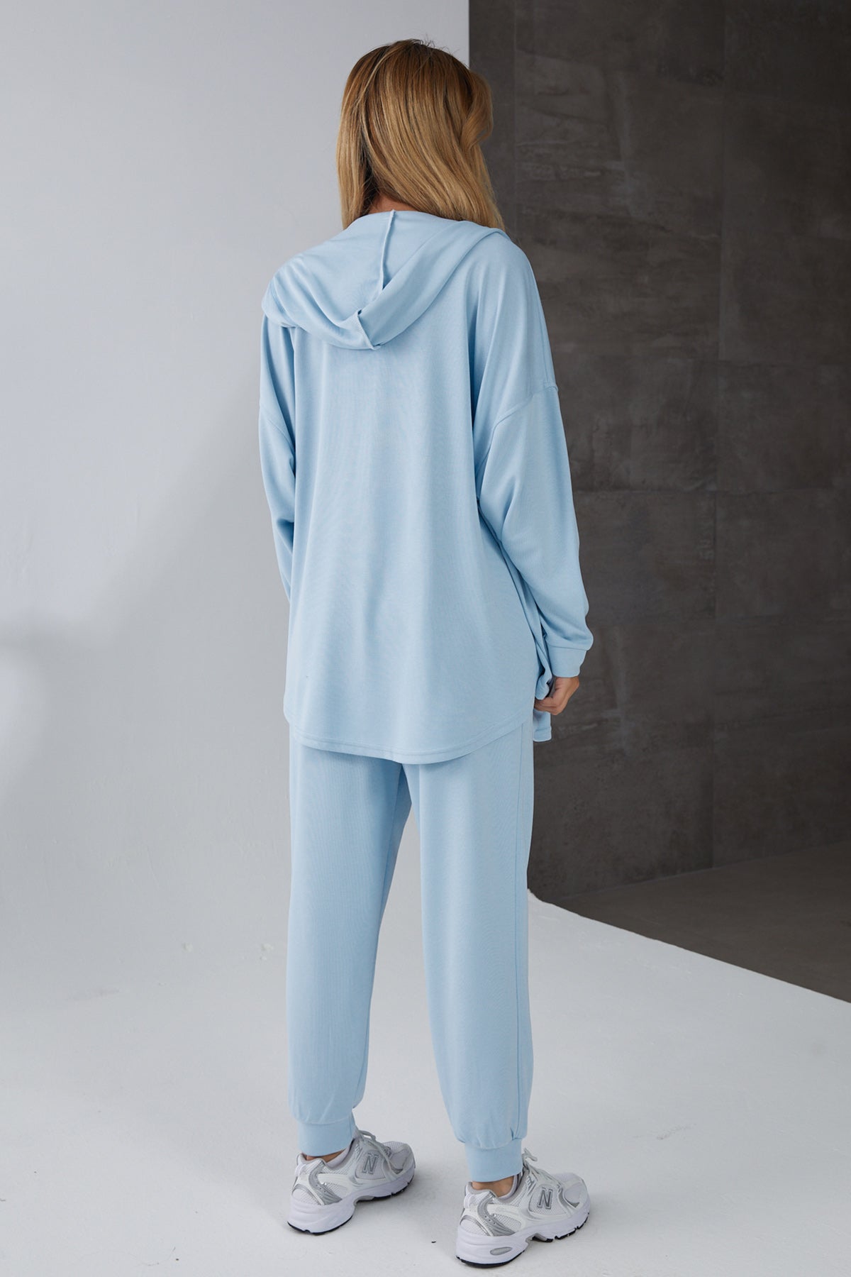 Kapüşonlu Fermuarlı Modal Eşofman Takımı Mavi