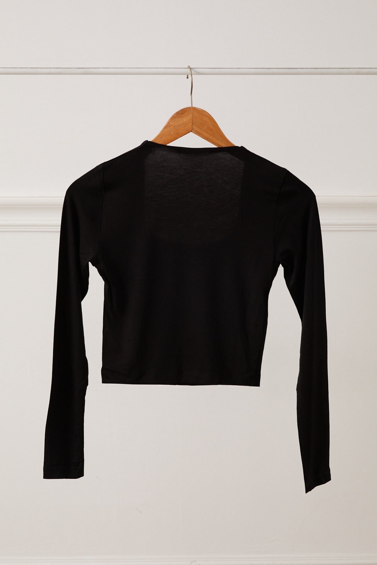 Kare Yaka Uzun Kol Basic Body Siyah