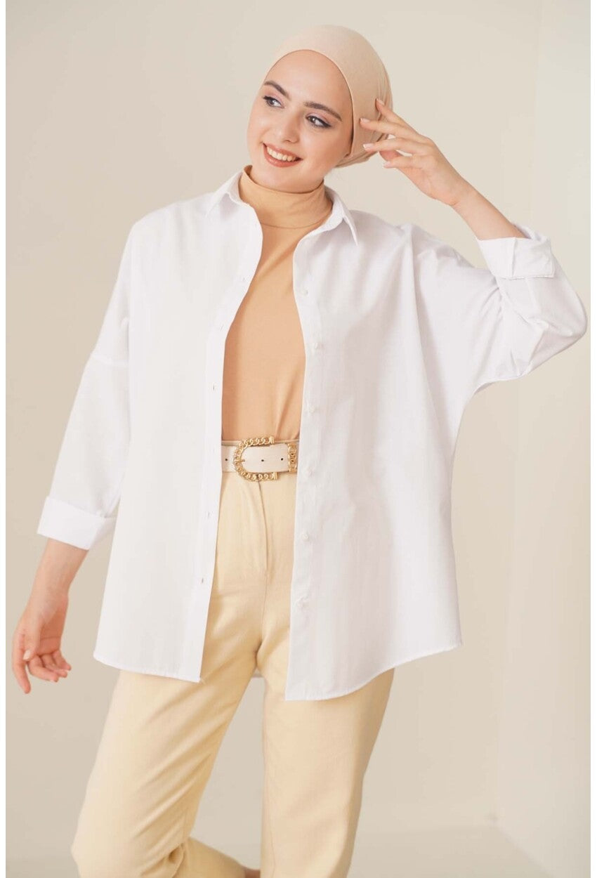 103901 Oversize Basic Tesettür Gömlek