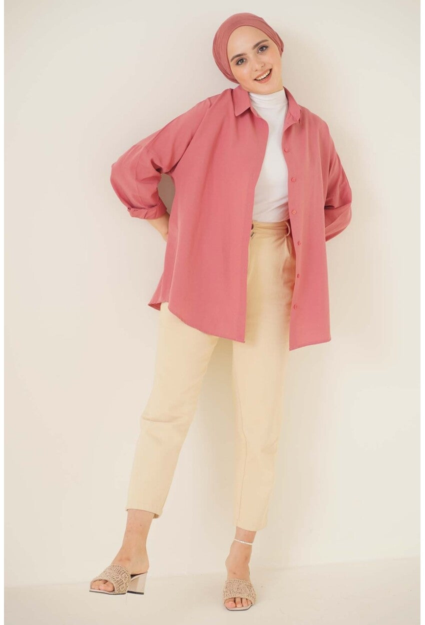 103901 Oversize Basic Tesettür Gömlek