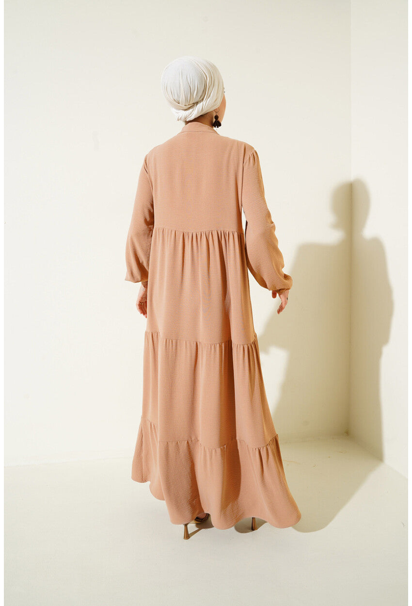 1627 Yaka Bağcıklı Tesettür Elbise