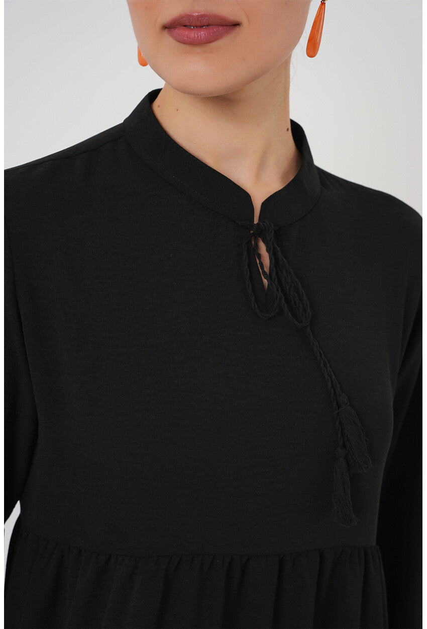 1627 Yaka Bağcıklı Tesettür Elbise