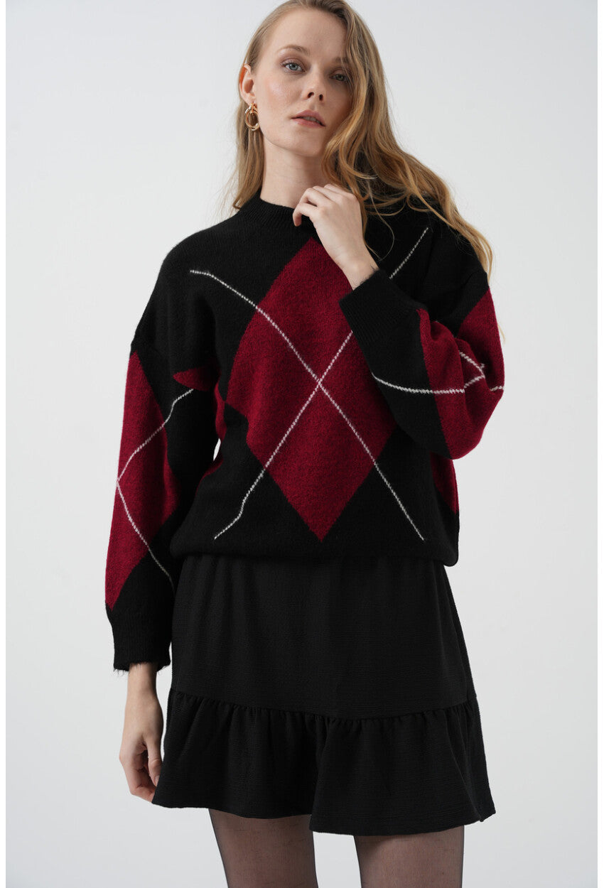 1884 Desenli Viskon Mini Etek