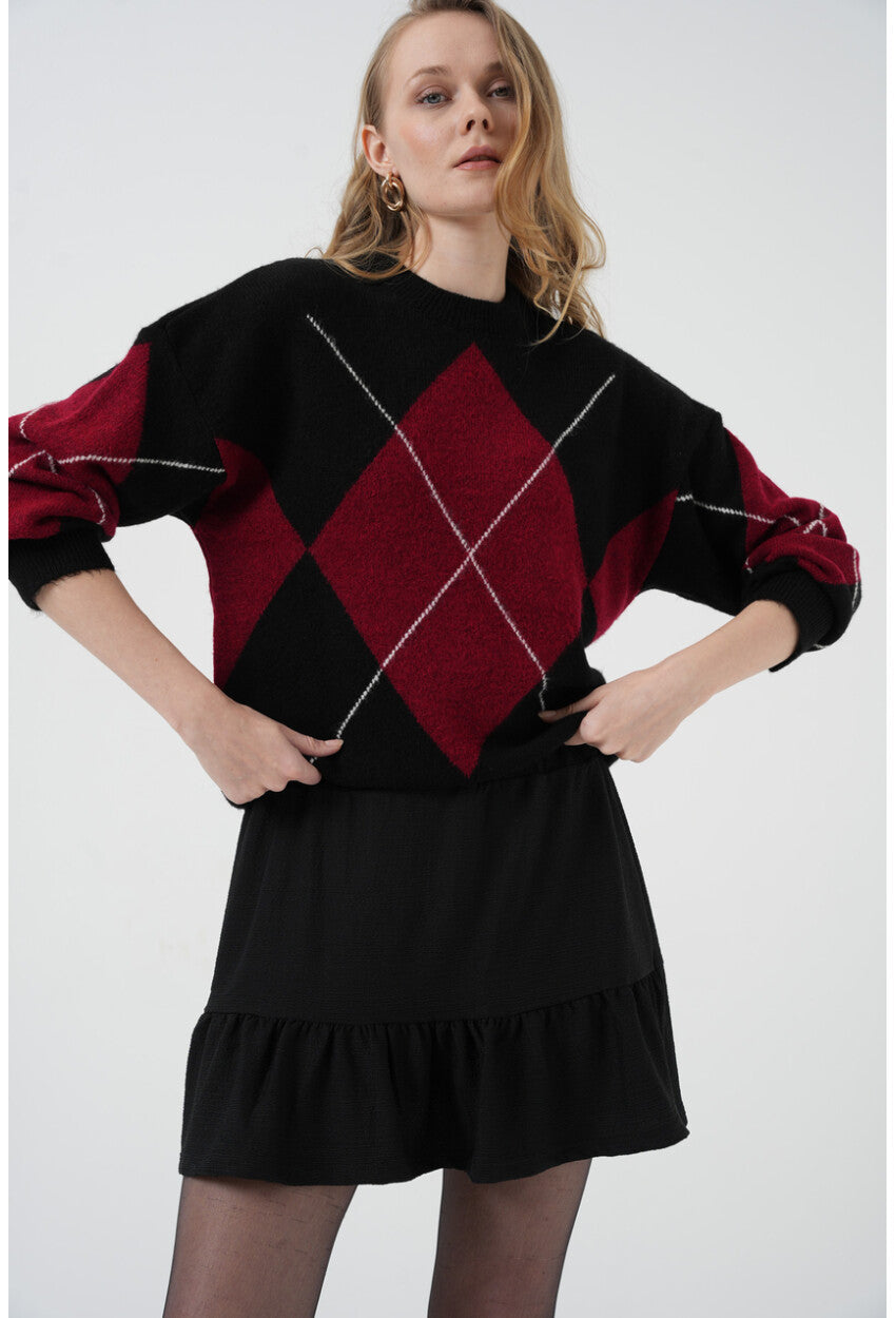 1884 Desenli Viskon Mini Etek